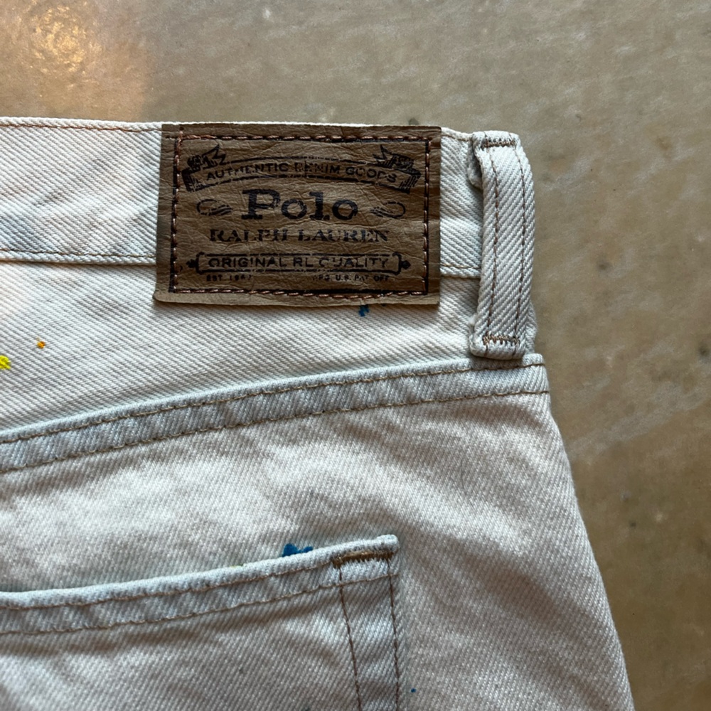 Polo Ralph Lauren Women Avery Boyfriend Jeans White Paint splatter Size 25 - Picture 5 of 7